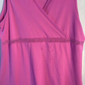 Womens Sleeveless Pink Athletic Tank Top With Mesh Back & Stretch Fabric